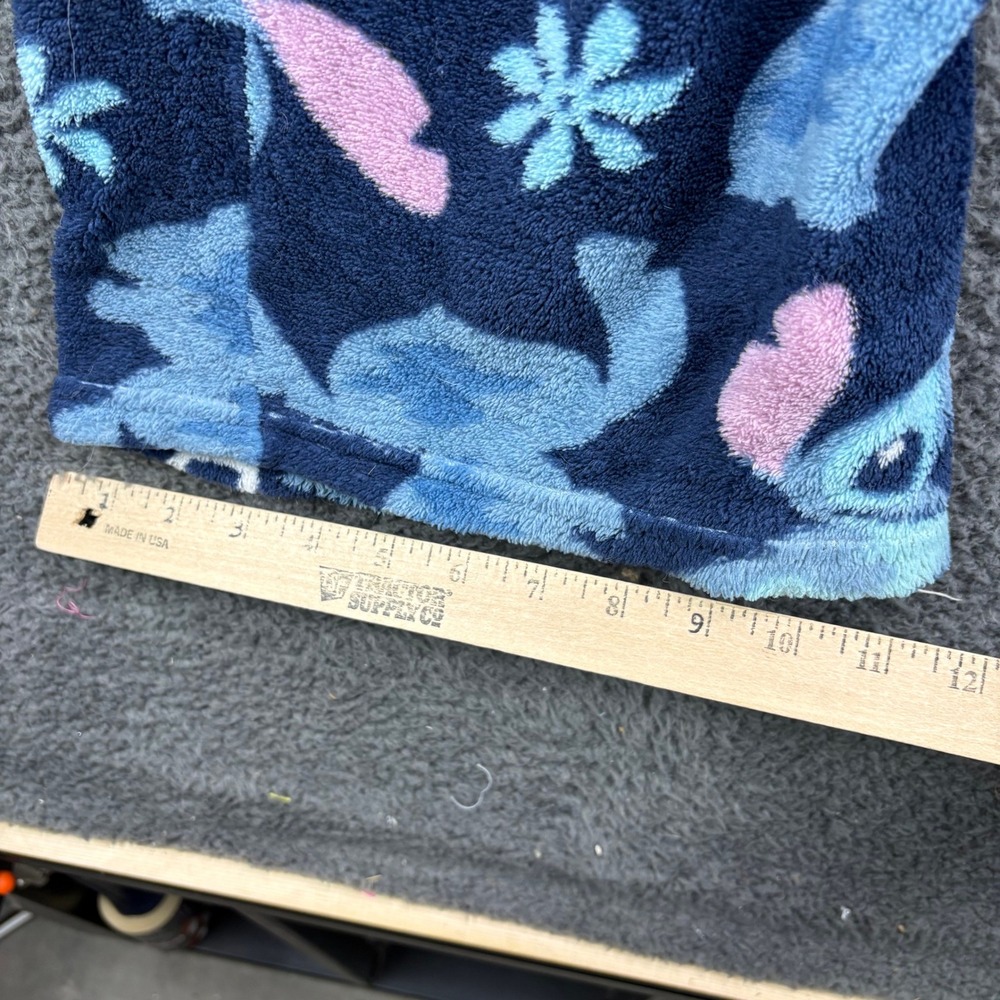 Disney Lilo and Stitch Womens XL Blue Fleece Pajama Pants Floral Hibiscus Lounge - Picture 6 of 8